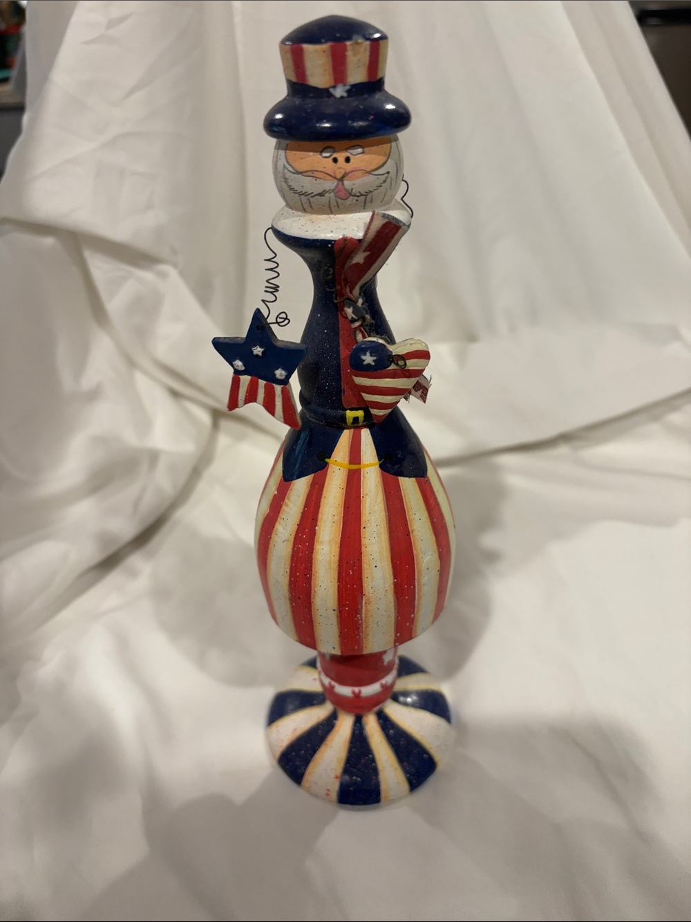 Patriotic Uncle Sam Holiday Decor Figurine - Red, White & Blue